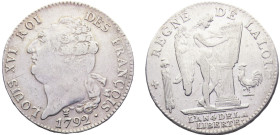 France Kingdom Louis XVI 1 Ecu 1792 I Limoges mint Silver XF 29.3g KM#615.6