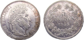 France Kingdom Louis Philippe I 5 Francs 1832 W Lille mint Silver AU 25g KM# 749.13