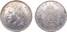 France Second Empire Napoleon III 5 Francs 1868 A Paris mint Silver XF 25g KM# 799.1
