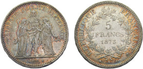 France Third Republic 5 Francs 1873 A Paris mint "Hercules" Silver AU 25.2g KM# 820.1