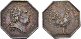France Kingdom Louis XVIII Jeton ND "VIGILAT VT QVIESCANT" Silver XF 13.2g