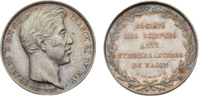 France Kingdom Charles X Jeton ND "SOCIÉTÉ DES SCIENCES ART ET BELLESLETTRES DE MACON" Silver UNC 10.9g