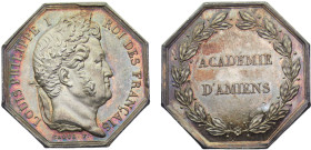 France Kingdom Louis Philippe I Jeton ND Académie de Amiens Silver UNC 13.4g