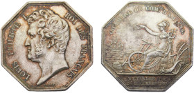 France Kingdom Louis Philippe I Jeton ND Chambre de commerce de Amiens Silver AU 13.6g