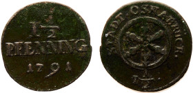 Germany Holy Roman Empire City of Osnabrück 1½ Pfenning 1791 Copper VF 1.6g KM# 284