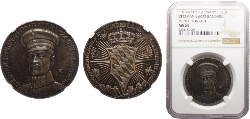 Germany Second Empire Wilhelm II Medal 1916 Prince Heinrich Silver NGC MS63 ZETZ...