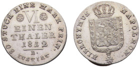 Germany States Kingdom of Westphalia Jérôme Bonaparte ⅙ Thaler 1812 B Silver AU 5.8g KM# 87