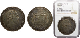 Germany States Kingdom of Saxony Friedrich August III 2 Thaler / 3½ Gulden 1854 F Silver NGC AU KM# 1149