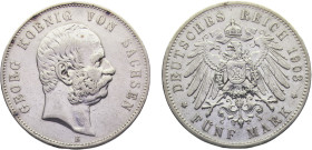 Germany Second Empire Kingdom of Saxony Georg I 5 Mark 1903 E Muldenhütten mint Silver XF 27.7g KM# 1258