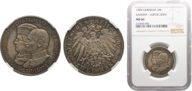 Germany Second Empire Kingdom of Saxony Friedrich August III 2 Mark 1909 E Muldenhütten mint 500th Anniversary of the Leipzig University Silver NGC MS...