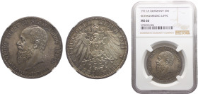 Germany Second Empire Principality of Schaumburg-Lippe Albrecht Georg 3 Mark 1911 A Berlin mint Silver NGC MS66 KM# 55