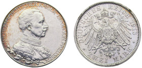 Germany Second Empire Kingdom of Prussia Wilhelm II 2 Mark 1913 A Berlin mint 25th Anniversary of the Reign of King Wilhelm II Silver AU 11.1g KM# 533...