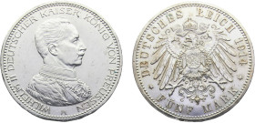 Germany Second Empire Kingdom of Prussia Wilhelm II 5 Mark 1914 A Berlin mint Silver UNC 28g KM# 536