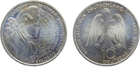 Germany Federal Republic 10 Deutsche Mark 1999 F Stuttgart mint 250th Anniversary, Birth of J. W. von Goethe Silver BU 15.5g KM# 197