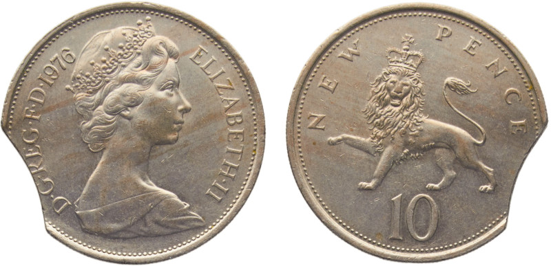 Great Britain United Kingdom Elizabeth II 10 New Pence 1976 Royal mint Mint Erro...