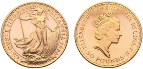 Great Britain United Kingdom Elizabeth II 50 Pounds 1988 Royal mint 3rd portrait,1/2 oz Fine Gold, Gold Britannia Gold PF 17.1g KM# 952