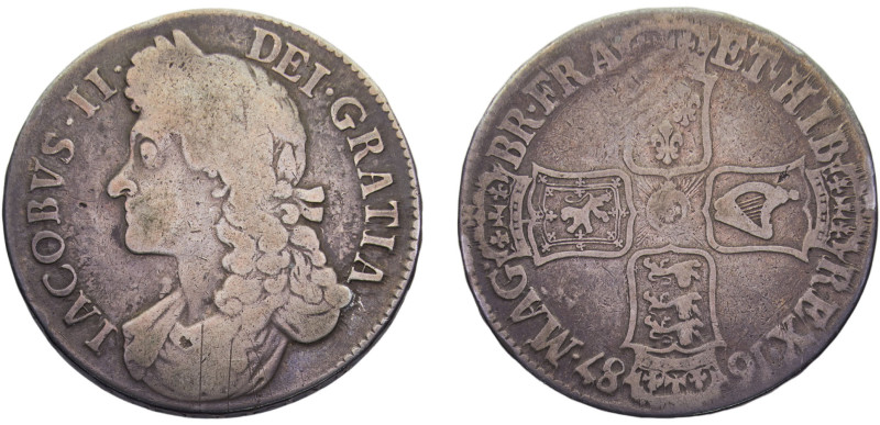 Great Britain Kingdom of England James II 1 Crown 1687 2nd bust Silver F 29.4g K...