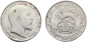 Great Britain United Kingdom Edward VII 1 Shilling 1902 Silver AU 5.7g KM# 800
