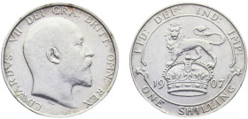 Great Britain United Kingdom Edward VII 1 Shilling 1907 Silver AU 5.7g KM# 800