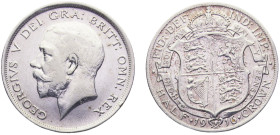 Great Britain United Kingdom George V ½ Crown 1916 Silver XF 14.2g KM# 818.1