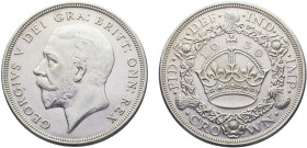 Great Britain United Kingdom George V 1 Crown 1930 "Wreath Crown" Silver AU 28.3g KM# 836