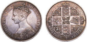 Great Britain United Kingdom Victoria 1 Crown 1847(mdccclvii) (Mintage 8000) "Gothic" type, Surface hairlines Silver PF 28.3g KM# 744