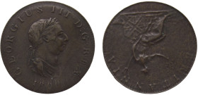 Great Britain United Kingdom George III ½ Penny 1806 Soho mint Mint Error Struck Over a Thinner Planchet XF 2.8g KM# 662
