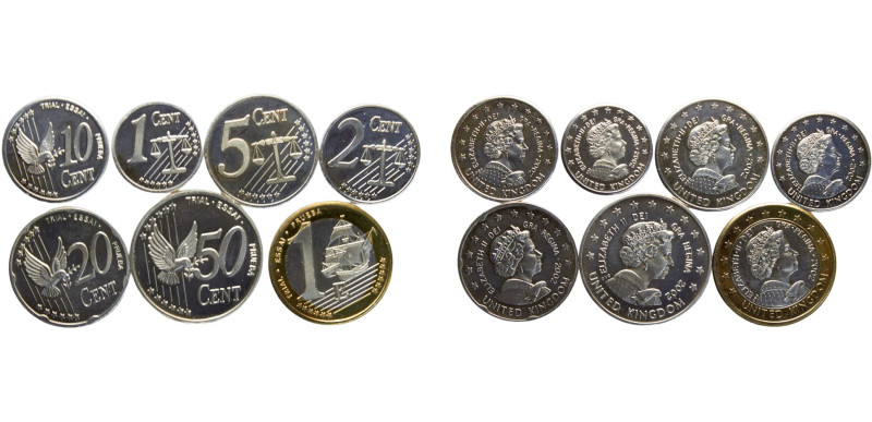Great Britain United Kingdom Elizabeth II Silver/ Silver-Copper 2002 7 Lots, Tri...