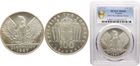 Greece Kingdom Constantine II 100 Drachmai ND (1970) Kremnica mint(Mintage 30000) National Revolution, Regime of the Colonels Silver PCGS MS65 KM# 94...