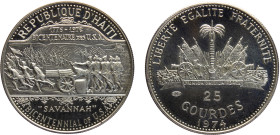 Haiti Second Republic 25 Gourdes 1974 San Francisco mint(Mintage 600) Bicentenary of the United States Silver PF 8.3g KM#112.1