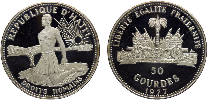 Haiti Second Republic 50 Gourdes 1977 (Mintage 545) Human Rights Silver PF 21.5g...