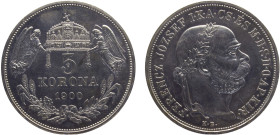 Hungary Austro-Hungarian Empire Franz Joseph I 5 Korona 1900 KB Kremnica mint Restrike Silver PF 24.2g KM# 488