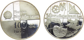 Hungary People's Republic 100 Forint 1974 BP Budapest mint(Mintage 6000) 50th Anniversary of National Bank Silver PF 22.2g KM# 603