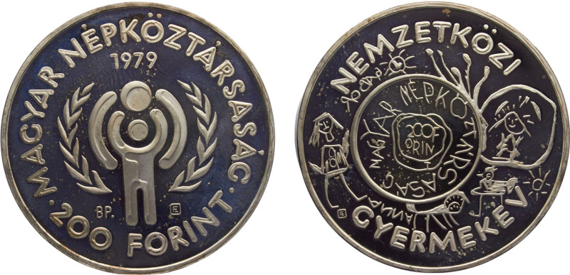 Hungary People's Republic 200 Forint 1979 BP Budapest mint(Mintage 21000) Intern...