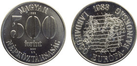 Hungary People's Republic 500 Forint 1988 BP Budapest mint(Mintage 8000) Europe Football Championship 1988 Silver BU 28.2g KM# 666