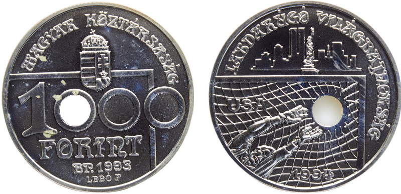 Hungary Republic 1000 Forint 1993 BP Budapest mint(Mintage 10000) World Football...