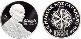 Hungary Republic 5000 Forint 2006 BP Budapest mint(Mintage 25000) 125th Anniversary of Birth, Béla Bartók Silver PF 31.6g KM# 791