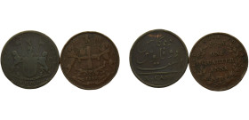 India British East India Company 2 Lots, Sold as Seen, No returns Copper VF