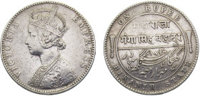 India Princely states Bikanir Victoria 1 Rupee 1892 Silver VF 11.5g KM# 72