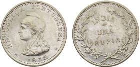 India Portuguese colony 1 Rupia 1912 Lisboa mint Silver AU 11.6g KM# 18