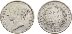 India British East India Company Victoria 1 Rupee 1840 (b) Bombay mint Silver XF 11.7g KM#458.3