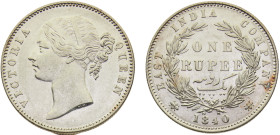 India British East India Company Victoria 1 Rupee 1840 (c) Calcutta mint Silver AU 11.6g KM# 458.2
