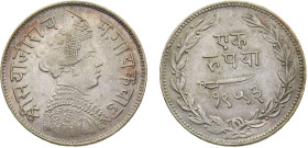 India Princely states Baroda Sayaji Rao III 1 Rupee VS1953 (1896) Silver AU 11.4g Y# 36a