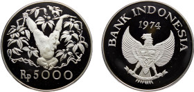 Indonesia Republic 5000 Rupiah 1974 Royal mint(Mintage 17000) Conservation, Orangutan Silver PF 35.4g KM# 40a