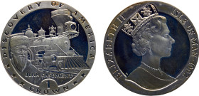 Isle of Man British dependency Elizabeth II 1 Crown 1992 500th Anniversary of the Discovery of the New World, John Casement Copper-nickel PF 28.7g KM#...