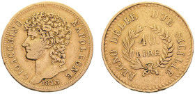 Italy States Kingdom of Naples Joachim Murat 40 Lire 1813 (Mintage 24000) Gold XF 12.9g KM# 266