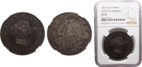 Italy States Republic of Lucca Felix and Elisa 5 Franchi 1805 Silver NGC XF45 KM#24.3