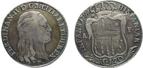 Italy States Kingdom of Naples Ferdinando IV 120 Grana 1798 P//M, A-P Silver VF 27.4g KM# 215