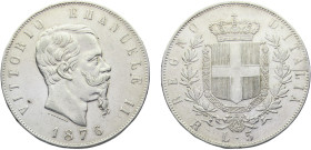 Italy Kingdom Victor Emmanuel II 5 Lire 1876 R Rome mint Silver AU 25g KM#8.4