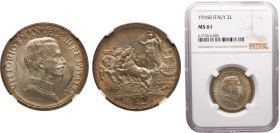Italy Kingdom Vittorio Emanuele III 2 Lire 1916 R Rome mint Silver NGC MS61 KM# 55